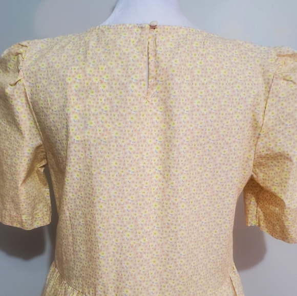 Levi's Marcella yellow floral cotton short sleeve tiered prairie dress XS NWT - Picture 10 of 14